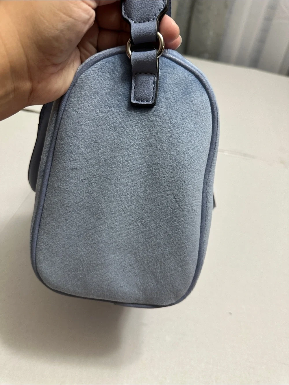 NEW Juicy Couture Obsession Satchel Bag Slate Blue Velvet - Picture 8 of 12